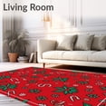 thumbnail image 2 of ODIKA 5'x7' Machine Washable Non-Slip Area Rug, Joyful Yuletide Celebration Merry Seasonal Decorative Welcome High Traffic Rug, Red, 609949, 2 of 7