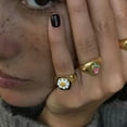 thumbnail image 3 of Coin Ring Street Enamel Glaze Womens Ring Gold Tone Alloy Jewelry Size 7 European American Style 18K For Women, 3 of 9