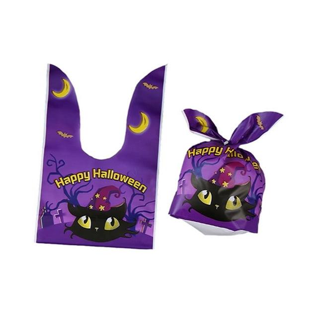 xiaxaixu 50 Pieces Halloween Rabbit Ear Snack Bag Halloween Rabbit Ear Candy Gift Bags Rabbit Goody Bags Halloween Bags Party Supplies