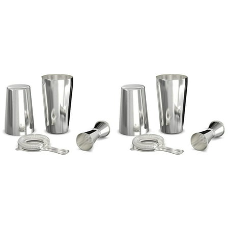 

Shaker Set: Professional Boston Shaker Strainer and Jigger Set. 8 Piece Premium Stainless Steel