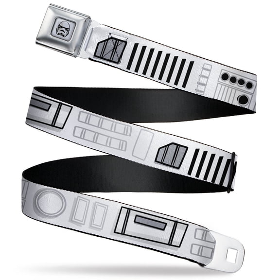 Star Wars Belt, Seatbelt Buckle Belt, Star Wars Stormtroopers Utility Belt Bounding White Grays, 24 to 38 Inches