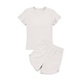 thumbnail image 5 of BUIGTTKLOP Womens Pajamas Set Soft Sleepwear Short Sleeved Shirt Elastic Shorts Two-Piece Outfit Homewear, 5 of 6