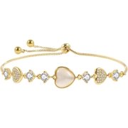 COVE Dainty Adjustable 14K Gold Plated Heart Link Chain Bracelet for Women
