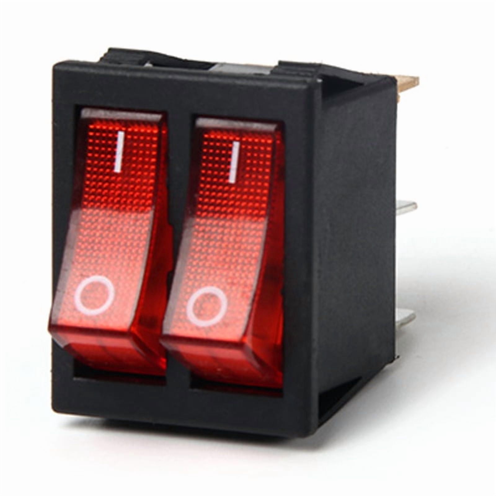 5PCS Red Green Double ON OFF Rocker switch 6 feet 2 gear Electric Oil heater illuminated button switch with light KCD8 16A 20A