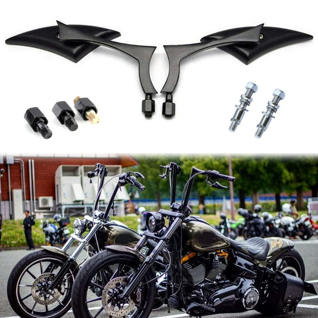 Espejos Retrovisores Laterales Universales Negros Para Motocicleta Compatibles Con Honda Kawasaki Suzuki Harley Bolt (Negro-Harley)