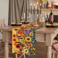 thumbnail image 2 of Colorful Flowers 36 Inch Table Runner, Farmhouse Sunflower Daisy Farmhouse Dresser Scarf Cotton & Linen Tablerunner for Dining/Kitchen Island/Holiday Party Décor Small 13" x 36", 2 of 9