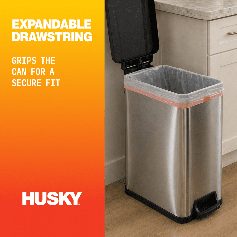 Husky 13 Gallon Tall Kitchen Drawstring Bags, Lavender Scented, 80