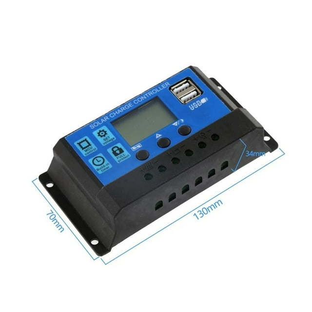 Contrôleur de Charge Solaire 12V/24V 10A-100A Contrôleur de Panneau Solaire Automatique Régulateur Universel USB 5V Charge Écran LCD, Facile à Utiliser