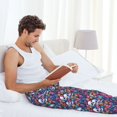 thumbnail image 5 of Salouo Skull Daisy Print Pajama Pants for Men, Lounge Pants Elastic Waistband Casual Men's sleepwear Loungewear Sleep Pajama Pant -Small, 5 of 7