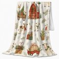 thumbnail image 2 of Farm Animals with Barn and Christmas Greenery, Rustic Holiday Style for Farm Lovers and Christmas Gift, Cozy Flannel Blanket for Living Room and Bedroom, Home Decor, 2 of 9
