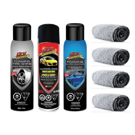 Dry Shine Waterless Car Care Exterior Detailing Kit plus 4 Microfiber (Best Microfiber Towels For Waterless Wash)