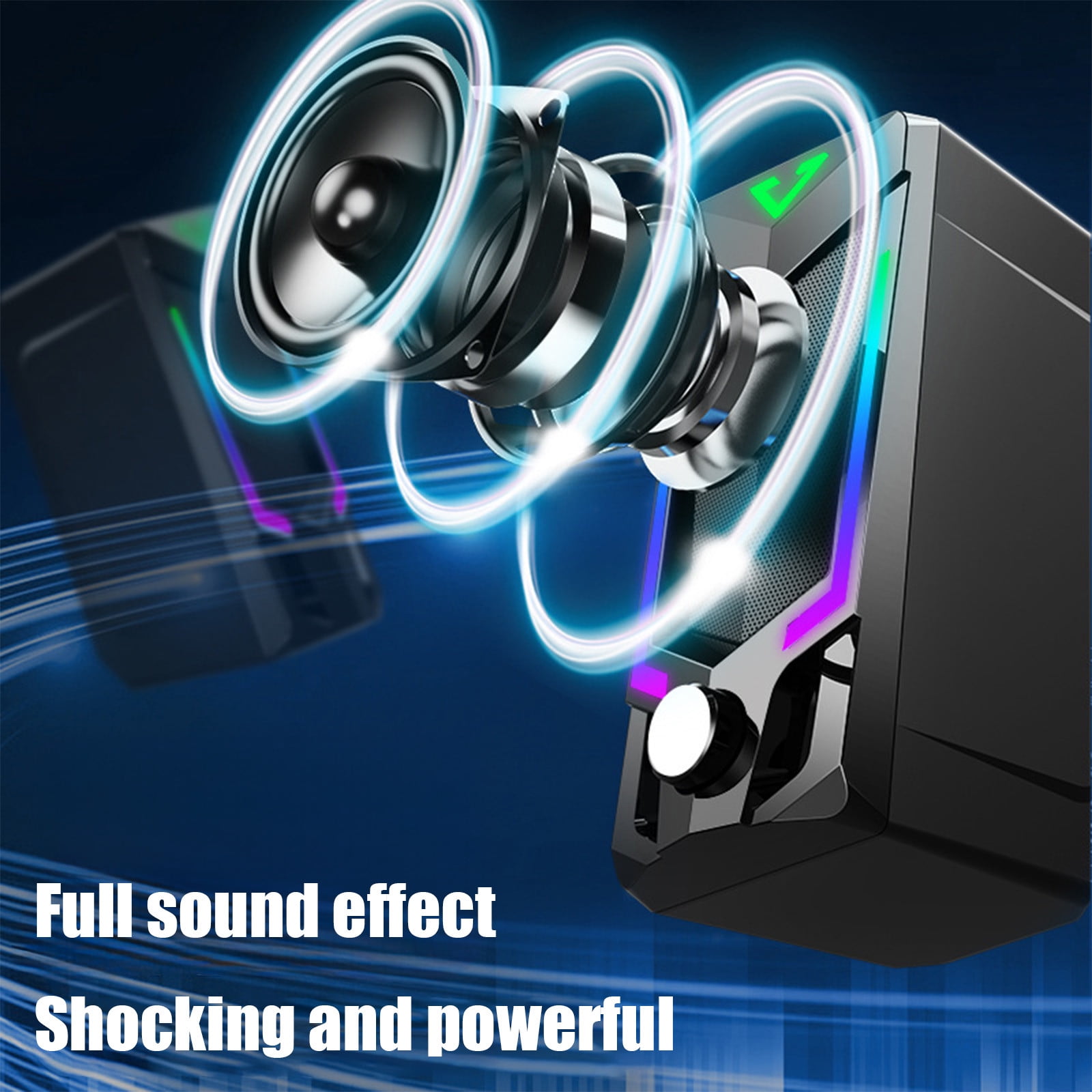 Wired RGB PC Speakers, 3.5mm Stereo Sound System, Plug-and-Play, 3W Clear Audio, Customizable Lighting, Desktop Gaming/Entertainment, No Delay, USB-Powered