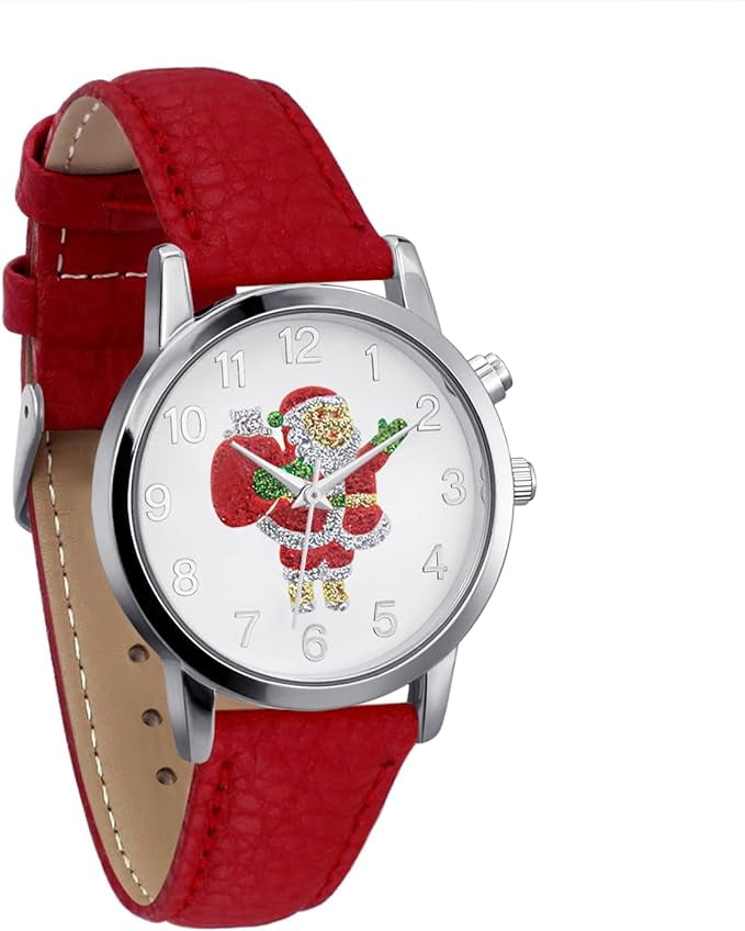 Blekon Collections Women's Quartz 36mm Case Christmas-Themed Leather Two Piece Strap Watch