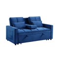 thumbnail image 3 of Pemberly Row Modern Velvet Sleeper Sofa with Cup Holder in Blue, 3 of 20