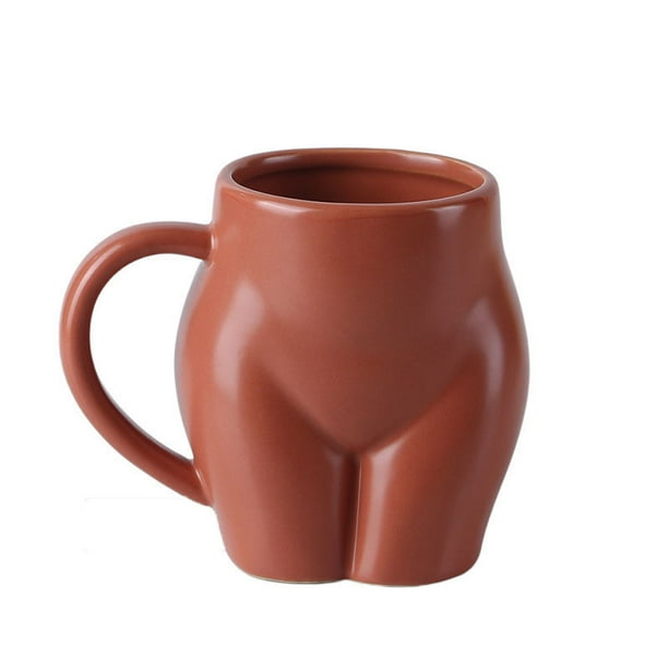 Taza de café de cerámica 3D divertida con forma de trasero, 520 ml, naranja