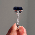 thumbnail image 3 of Radiant Cut Blue Sapphire & Diamond Soliatire Wedding Ring in 925 Sterling Silver - Proposal Ring - September Birthstone, 3 of 6
