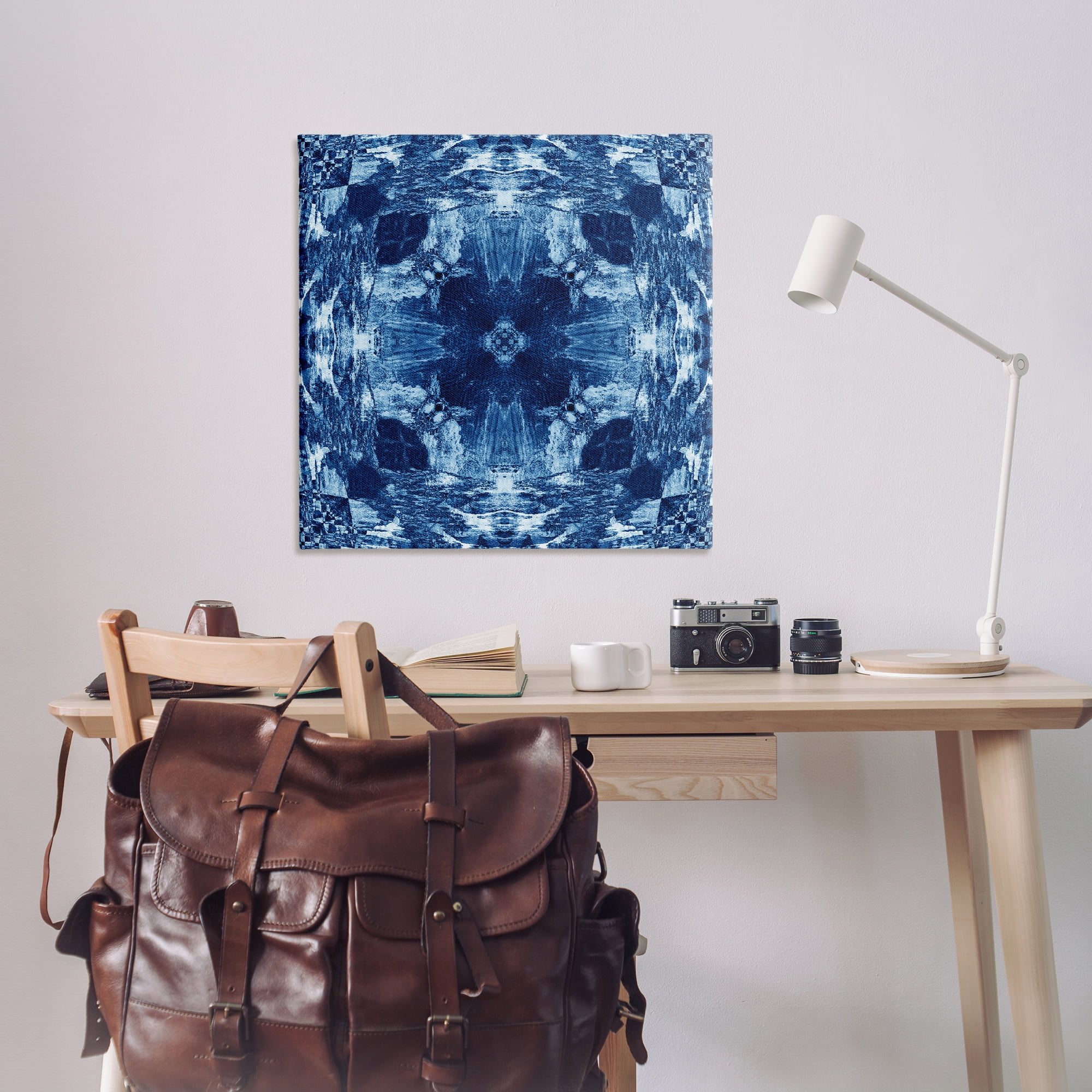 Stupell Industries Blue Mirrored Symmetry Abstract Painting Wrapped Canvas Art Print Wall Art, 36 x 36