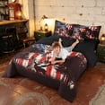 thumbnail image 4 of Manfei Retro Fishing Bass Fish Twin Bedding, American Flag Printed Bedding Comforter Set, Red Black White, Black Reversible 7-Piece, 4 of 6