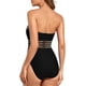 thumbnail image 3 of Trajes de baño de una pieza sin tirantes para mujer Trajes de baño con control de abdomen Trajes de baño adelgazantes con cuello halter, 3 of 6