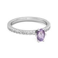 thumbnail image 2 of 925 Sterling Silver 0.62 Ctw Amethyst Solitaire Accent Dazzling Mother's Day Gift Ring, 2 of 3