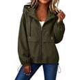thumbnail image 2 of Lightweight Rain Jacket for Women Solid Hooded Waterproof Windbreaker Jacket Packable Outdoor Hiking Full Zip Casual Outerwear with Adjustable Hem, 2 of 8