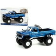 thumbnail image 1 of Greenlight 13605 1-18 Scale Midwest Four Wheel Drive Center 1974 Ford F-250 Ranger XLT Monster Diecast Model Car, Metallic Blue, 1 of 1