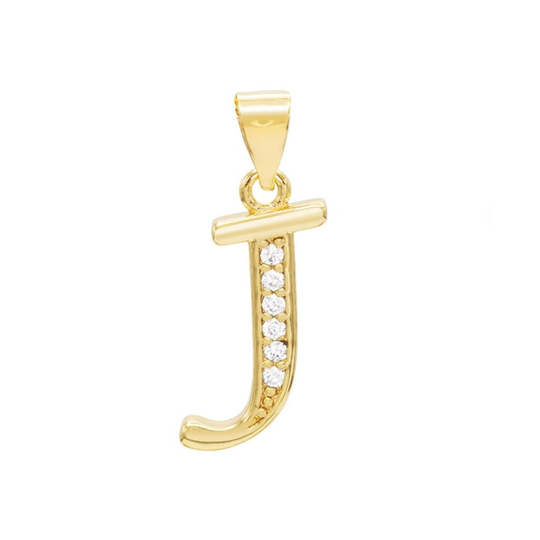 BEBERLINI Initial Letter J CZ Pendant 14K Gold Filled Figaro Anklet Set 2.4 mm Chain 10 Foot Bracelet Jewelry Women Girls Teen