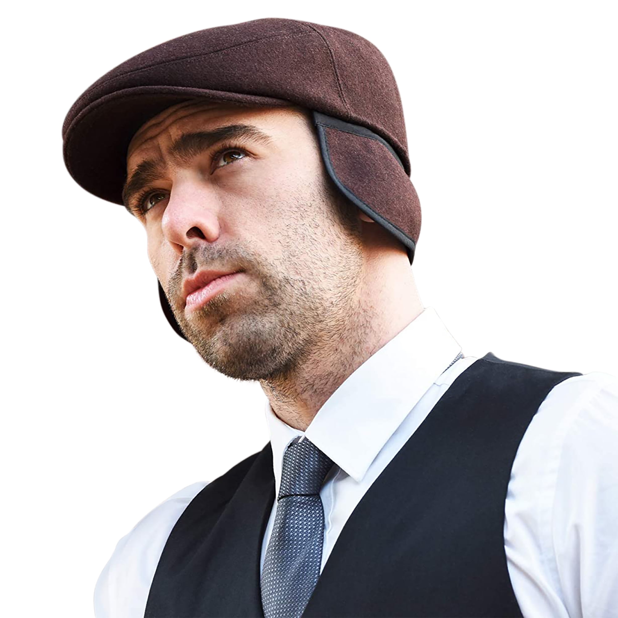 Newsboy Cap For Men Brown Flat Cap Ivy Hat Wool Blend Mens Caps