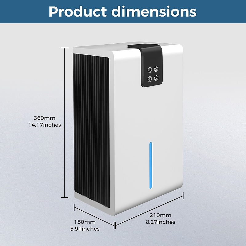 Portable Dehumidifier, 2.8L Water Tank, 3-in-1 Dehumidifier with Air Purifier & Dryer Function, 90W Ultra-Quiet Dehumidifier for Home Bedroom Bathroom, White