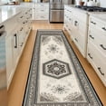 thumbnail image 4 of Blue Brown Medallion Hallway Runner Rug, Traditional Oriental Long Floor Mat, Non-Slip Washable Vintage Ornate Rug for Entryway Kitchen, 4 of 9