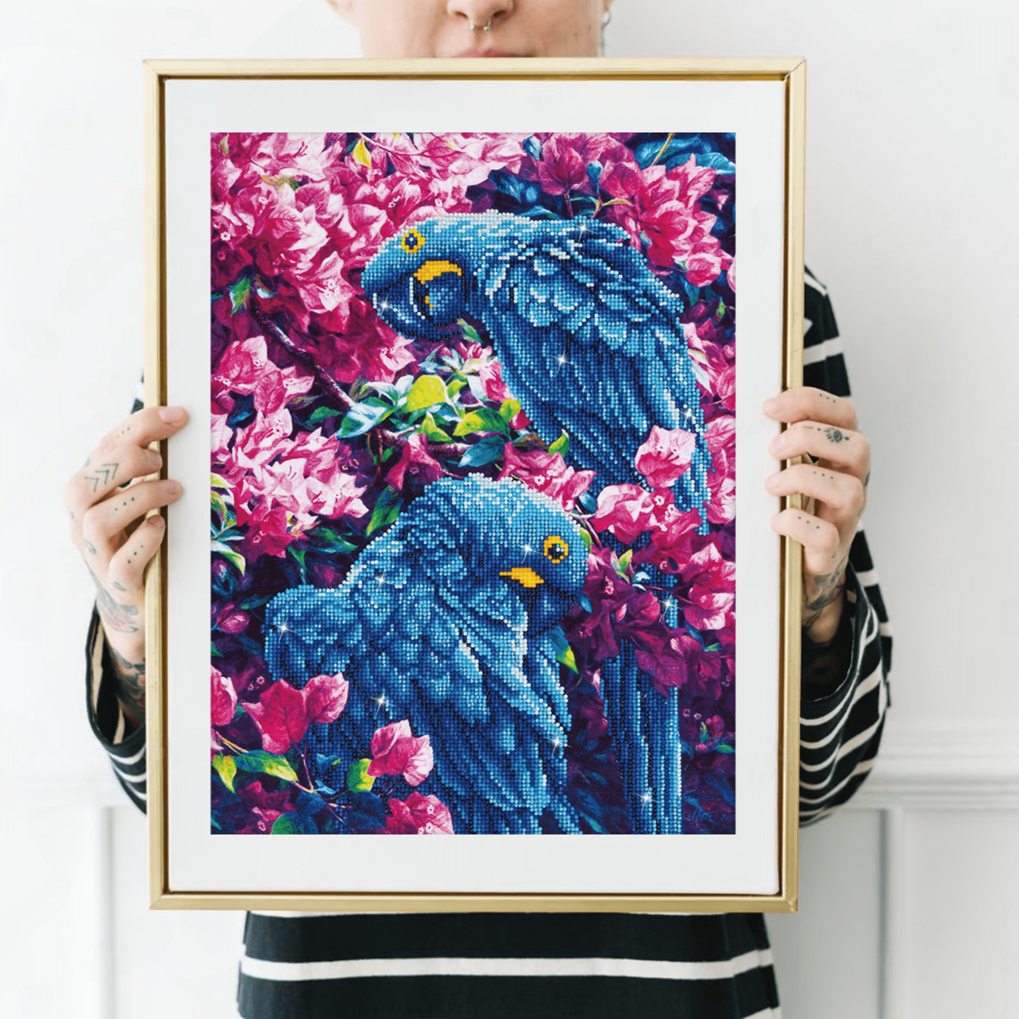 Diamond Dotz Blue Parrots Animal Diamond Painting Kits for Adults - Diamond Art Kits a Relaxing Creative Craft Kit with Dotz Gems 20"x16"