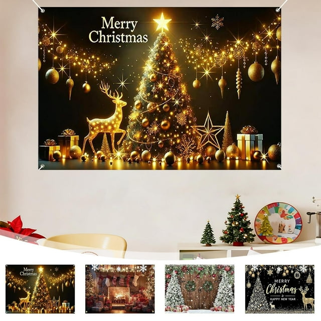 Tapices Navideños para Decoración de Habitaciones | Revestimientos de Pared Multicolor de Poliéster | 150 X 89 Cm | Tapiz Festivo para Decoración Navideña
