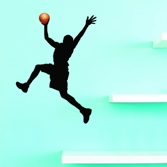Dunking Basketball Player Scoring Vinyl Wall Decal 10x20 Inches