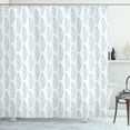 thumbnail image 1 of Feather Shower Curtain, Hand Drawn Ethnic Quills Pattern with Abstract Composition Tribal Motifs, Fabric Bathroom Set with Hooks, 69W X 84L Inches Extra Long, Baby Blue and Blue, by Ambesonne, 1 of 3