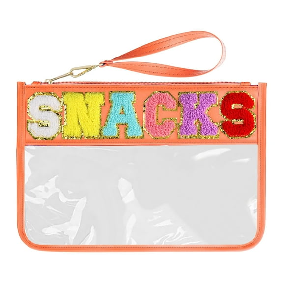 Leodye 1PCS Transparent Zipper Snack Storage Bag - Handheld Makeup Bag, Portable Waterproof Toilet Organizer Bag -12.6*8.6IN