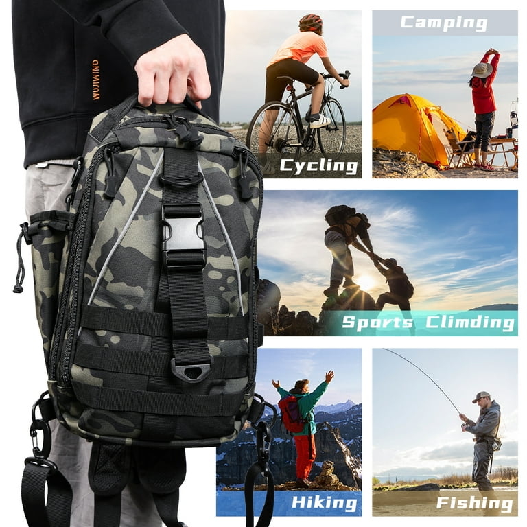 SUPER JOY Fishing Backpack Tackle Sling Bag - Fishing Backpack with Rod  Holder - Tackle Box Fly Fishing Gifts for Men Women 