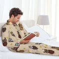 thumbnail image 4 of Mens Pajamas Set, Cute Star Owl Button Down Long Sleeve Loungewear Sleepwear Pjs sets for Men, 4 of 5