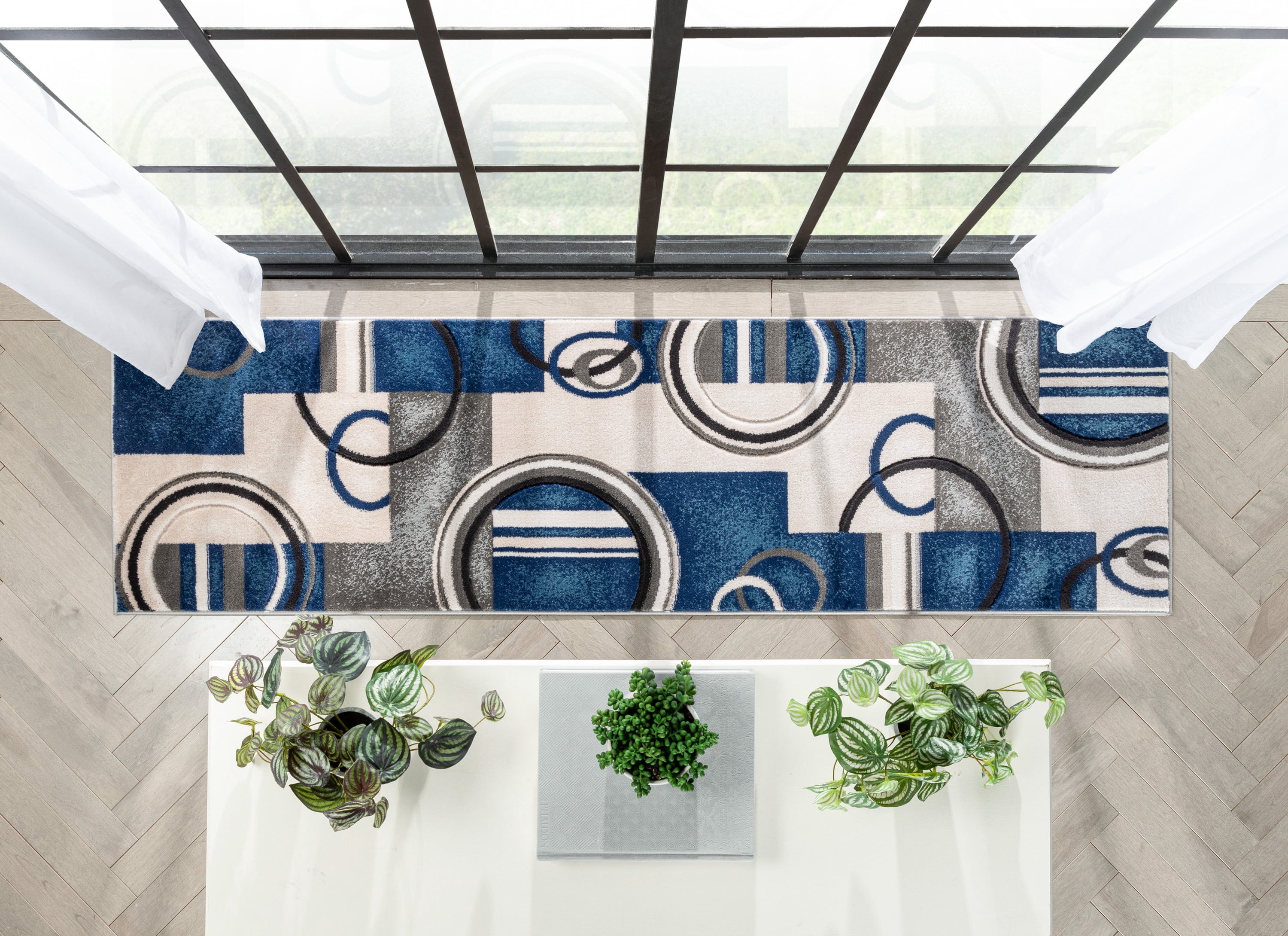 Well Woven Good Vibes Belle Geometric Dark Blue 2'7" x 7'3" Runner Rug
