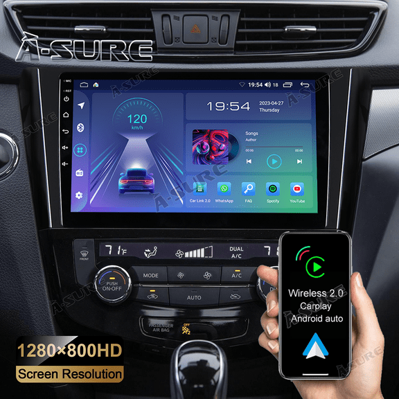 10.1" Android 13 Wireless CarPlay Car Stereo Radio for Nissan Rogue MK2 X-Trail Qashqai 2014-2018 WiFi Bluetooth GPS Navi DSP SWC 2 32GB