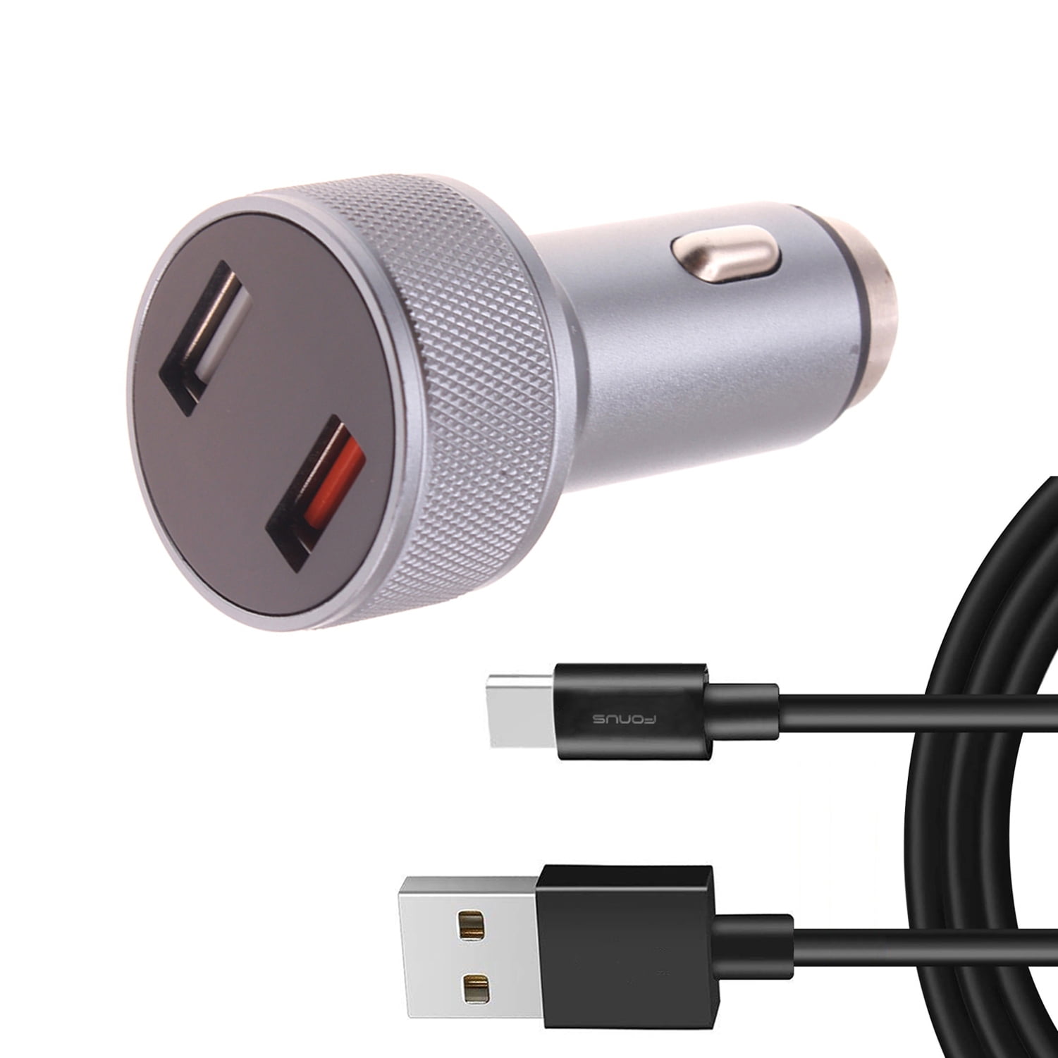 Car Charger 24W Fast 2-Port 6ft USB-C Cable DC Socket Power Adapter Long Type-C Cord Y7X for Samsung Galaxy Tab S7 Plus (2020) Active Pro S3 9.7 S6 10.5 S5e 10.5 S4 10.5 A 8.4 (2020)