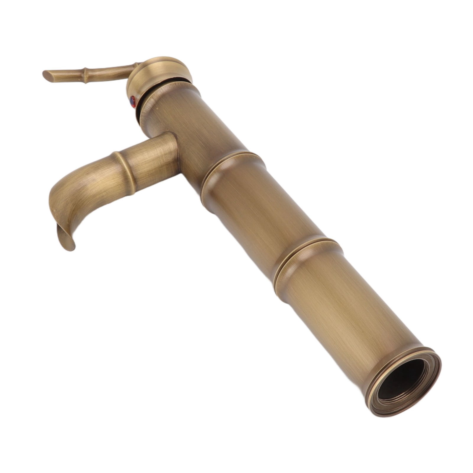 Riousery All Copper Antique Faucet 3 Sections Bamboo Joint Single Hole Basin Tap Bevel Mouth Toilet Cold Hot Sink Faucet with Gaskets and Hoses Included for Bathroom Vanity