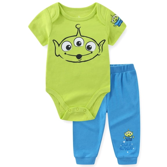 Disney Toy Story Little Green Men Aliens Short Sleeve Bodysuit and Pants Set (Baby Boys), 2 Piece Set, Sizes 3M-24M