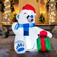 thumbnail image 4 of Joyfy 4 ft Christmas Inflatables Polar Bear,Polar Bear Christmas Blow Ups Outdoor Yard Decorations with Built-in LEDs for Holiday Party Garden Lawn Decor, 4 of 9