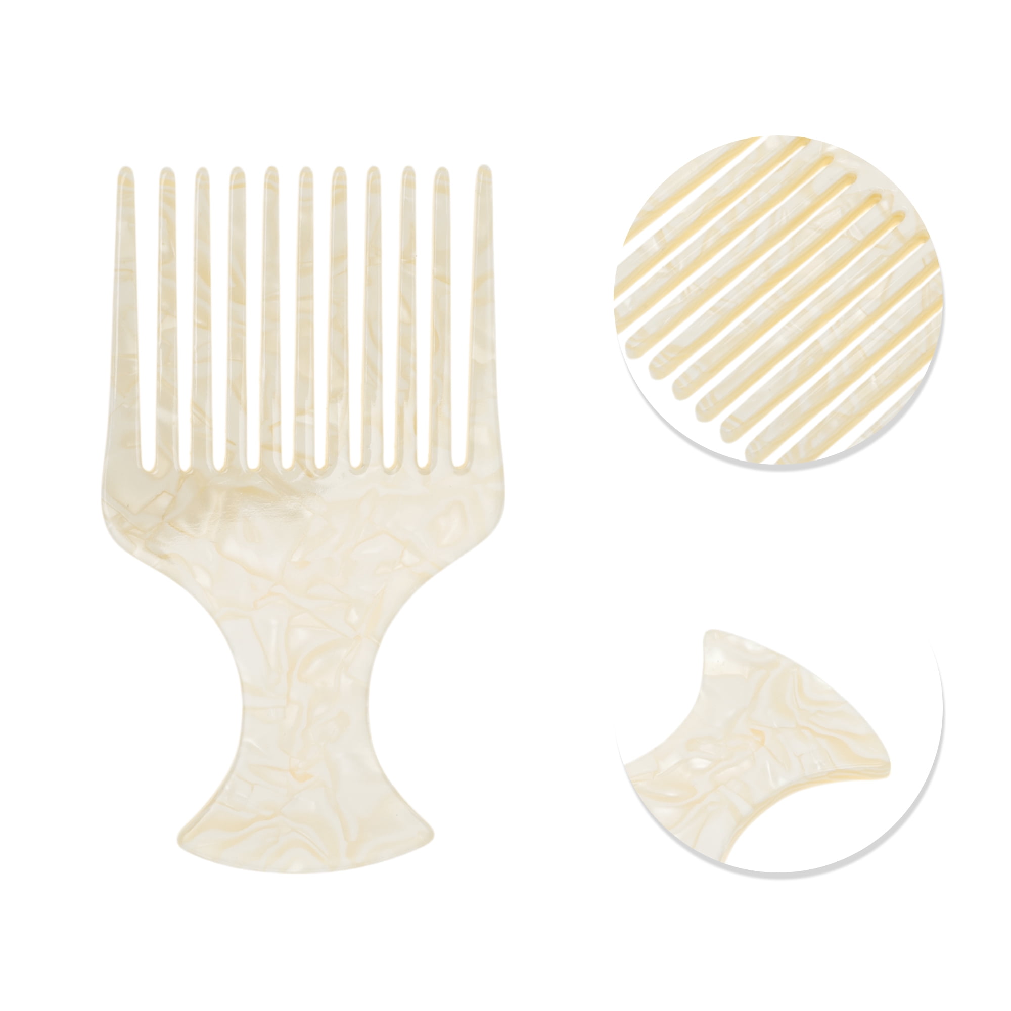 Unique Bargains 1 Pc Flat Handle Marble Hair Insert Comb for All Hair Types Beige