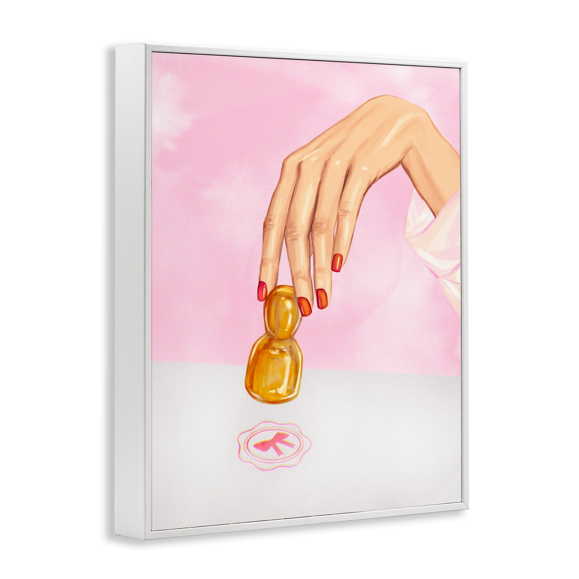 Pink Bow Fashion Stamper White Framed Giclee Art, design by Ziwei Li