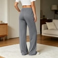 thumbnail image 6 of Yoga Pants for Women Elastic Waist Pocket Sport Wide Leg Pants Casual Solid Color Running Trousers, 6 of 7