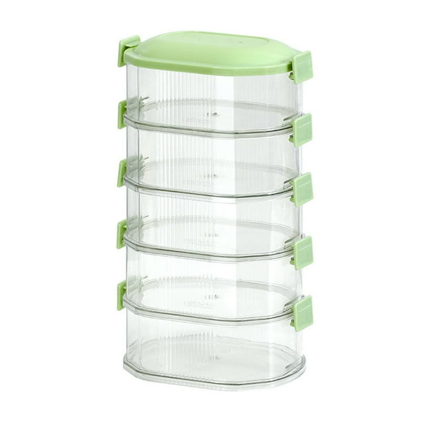 Juego de recipientes para curar | Organizador apilable de especias, caja resistente para conservar fresco PET+ABS para ajo, jengibre, cebollín | Almacenamiento de alimentos sellado, bloqueo de