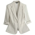thumbnail image 2 of Uaswgudfs Womens Linen Blazer Notch Lapel One Button Suit Coat Jackets, 2 of 8
