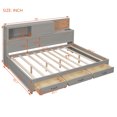 thumbnail image 2 of Harper & Bright Designs Full Size Daybed with 3 Storage Drawers and a Set of Sockets and USB Ports, Wooden Bedframe with Upper Soft Board for Bedroom Guestroom, Gray, 2 of 12