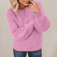 thumbnail image 2 of Womens Cable Knit Sweater Long Sleeve Round Neck Comfortable Loose Fit Top, 2 of 9